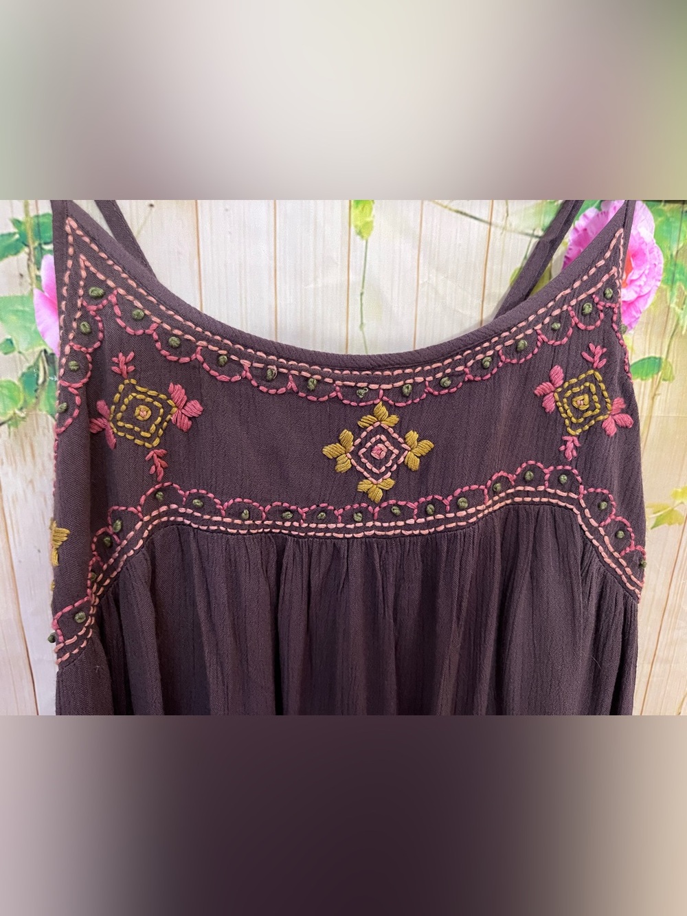 NATURAL LIFE Embroidered Spaghetti-Strap Mini Dress - Picture 6 of 11